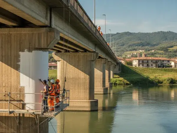 Lavori su ponte a Cattolica (Rimini)