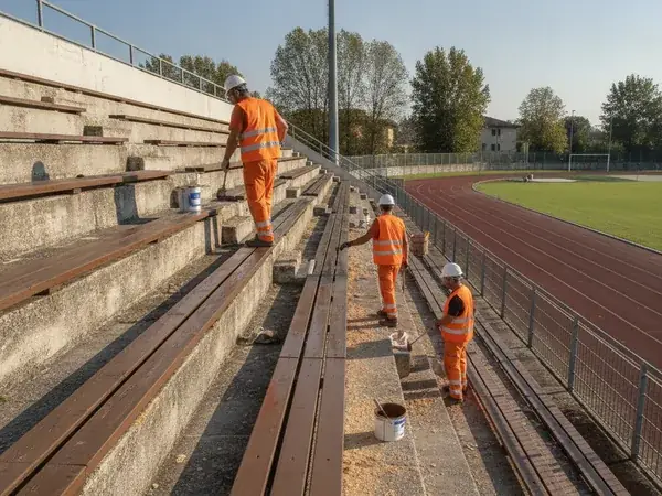 Tinteggiatura tribuna stadio a Porto Tolle